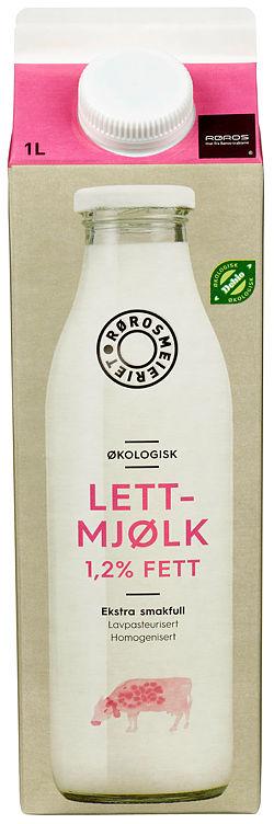 Lettmjølk 1,2% Økologisk 1l Røros