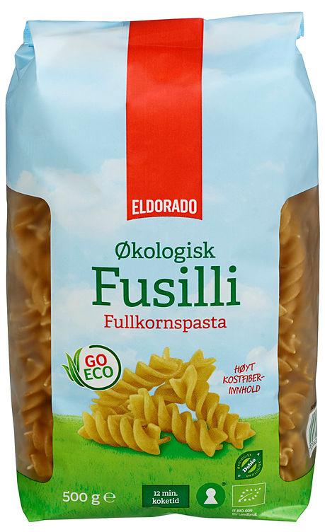 Pasta Fusilli Fullkorn Økologisk 500g Eldorado