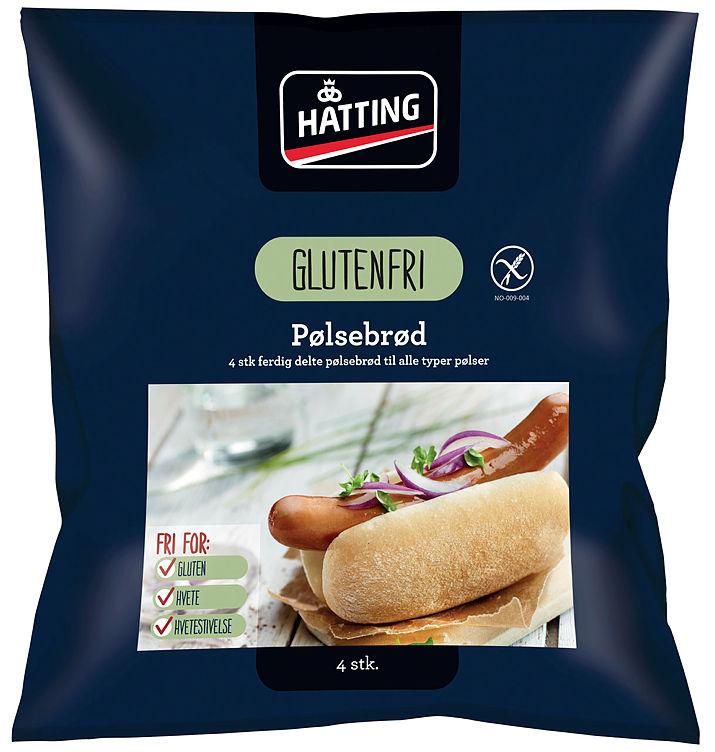 Pølsebrød glutenfri 4stk 260g Hatting