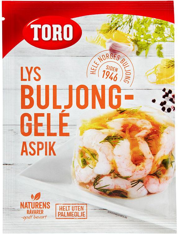 Buljonggele Lys Aspik 22g Toro