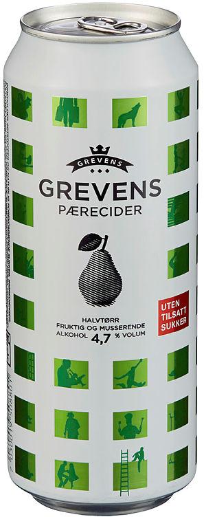 Grevens Cider Pære u/Sukker 0,5l boks