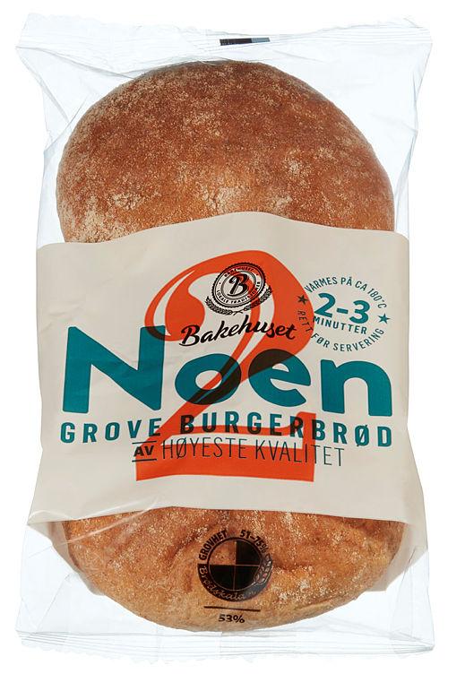 Burgerbrød Grove 2stk 156g Noen