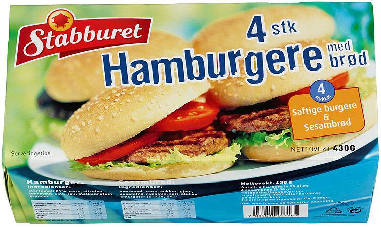 Hamburgere m/Brød 4stk Stabburet