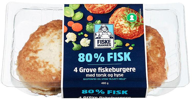 Fiskeburger Grov 80% Torsk&amp;Hyse 480g Fm