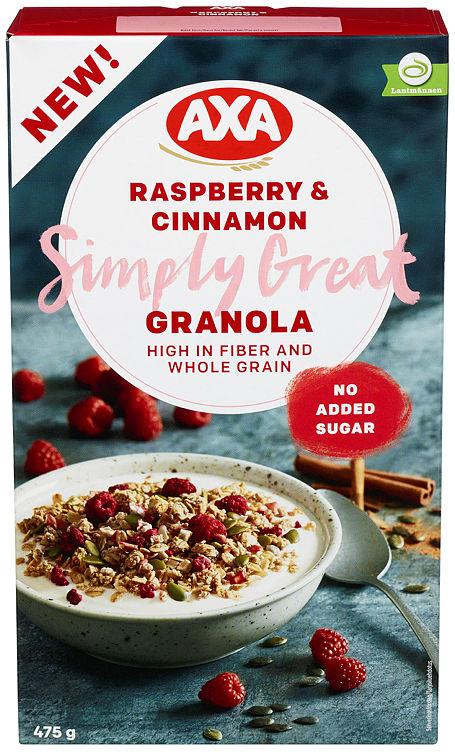 Granola Bringebær&amp;Kanel 475g Axa