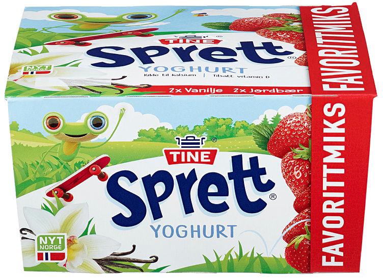 Sprett Yoghurt Jordbær/Vanilje 4x125g Tine