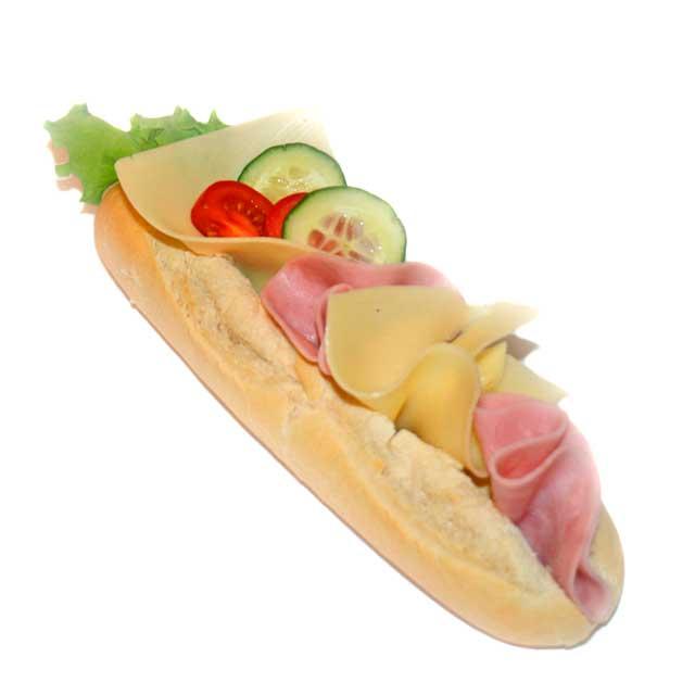 Fin Baguette med Ost og Skinke 