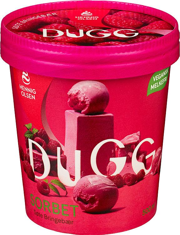 Dugg Bringebær Sorbet 500ml Hennig-Olsen