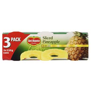 Ananas i skiver m/Juice 3x220g Del Monte