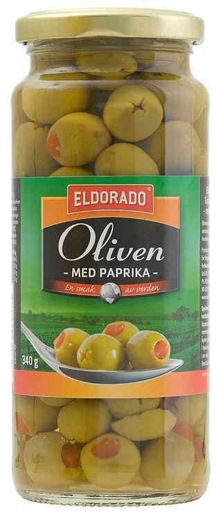 Oliven m/Paprika 340g Eldorado