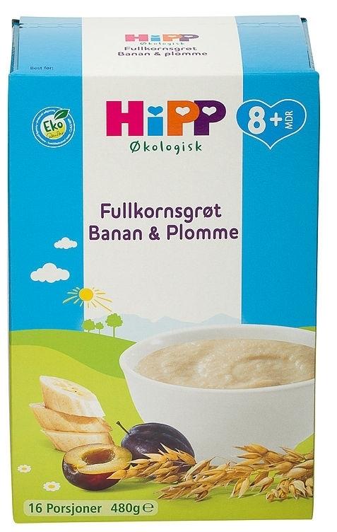 Hipp Fullkornsgrøt Banan &amp; plomme 8 mnd 480 g