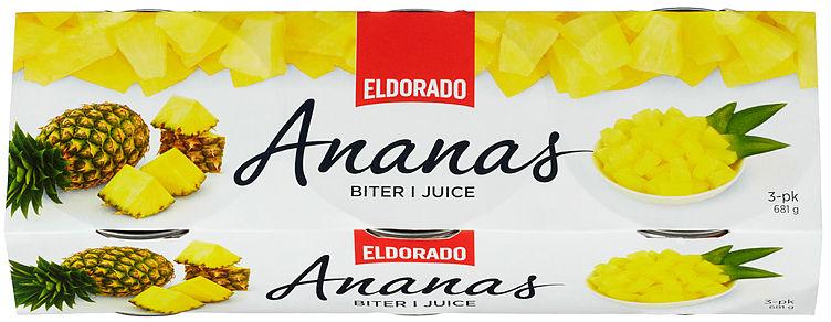 Ananas i Biter i Juice 3x227g Eldorado