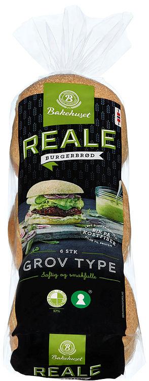 Burgerbrød Grove 6stk 480g Reale
