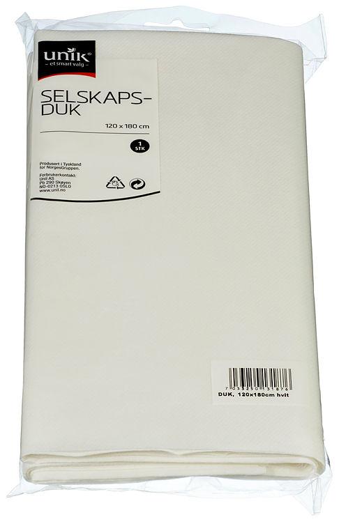 Selskapsduk Hvit 120x180cm 1stk Unik