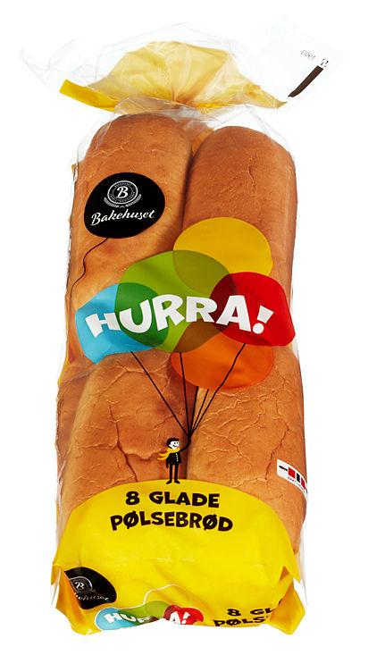 Pølsebrød Hurra 8stk 320g Bakehuset