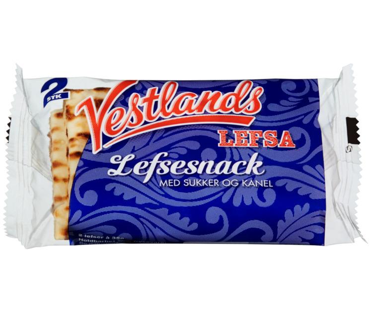 Vestlandslefsa Lefsesnack Sukker og Kanel Frossen 30 stk