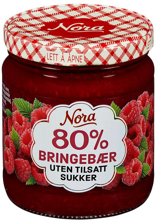 Bringebærsyltetøy 80% u/Tilsatt Sukker 275g Nora