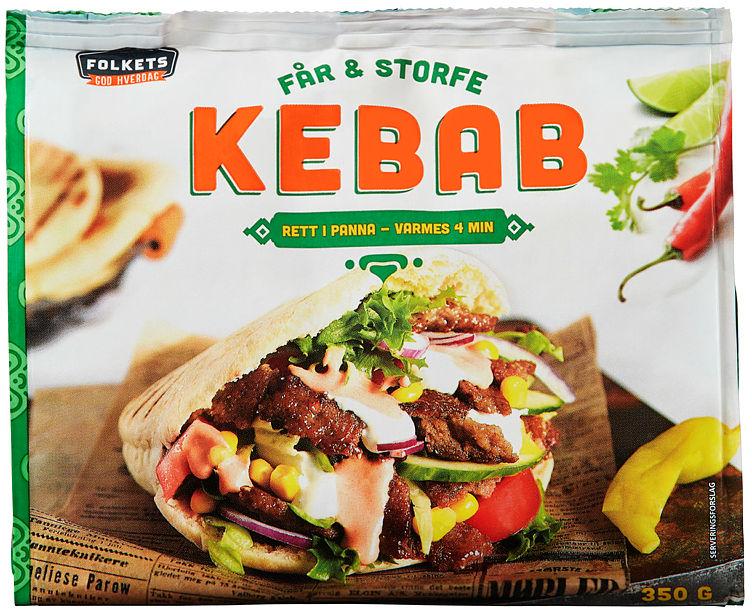 Kebab Får/Storfe 350g Folkets