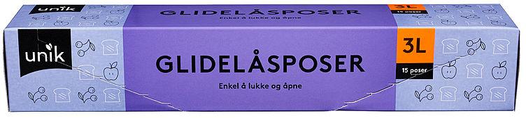 Glidelåspose 3l 15stk Unik