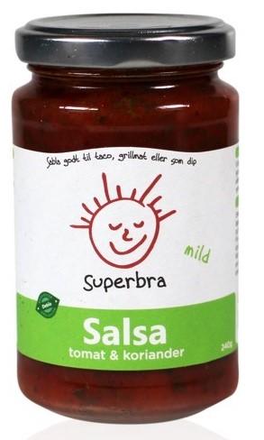 Superbra mild salsa tomat og koriander 240 g