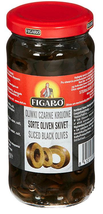 Oliven Sort skivet 240g Figaro