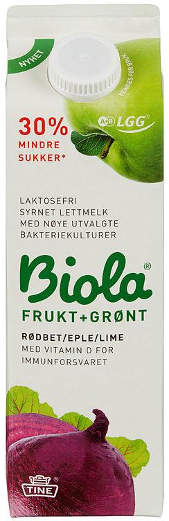 Tine Biola Syrnet Laktosefri Fettfri Melk Rødbet/eple/lime 1 l