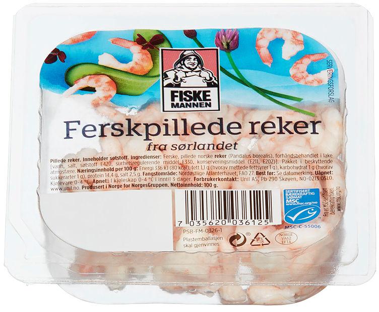 Reker Pillede Ferske 100g Fiskemannen