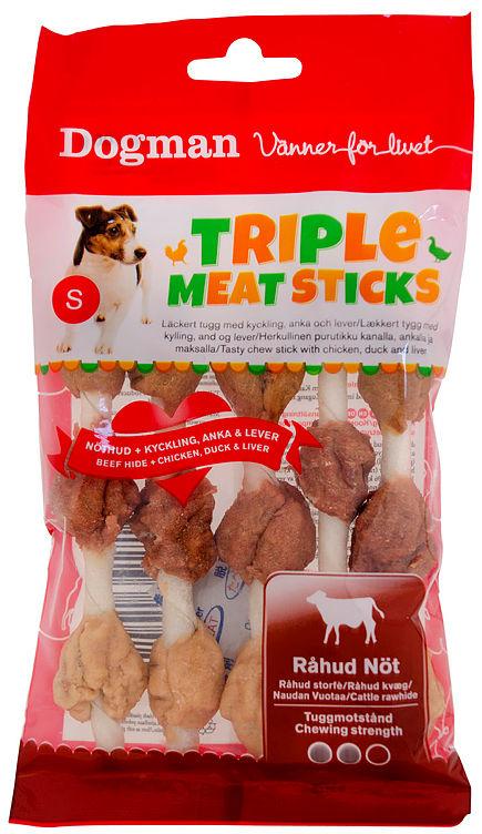 Hundesnacks Tyggepinner Triplemeat 100g