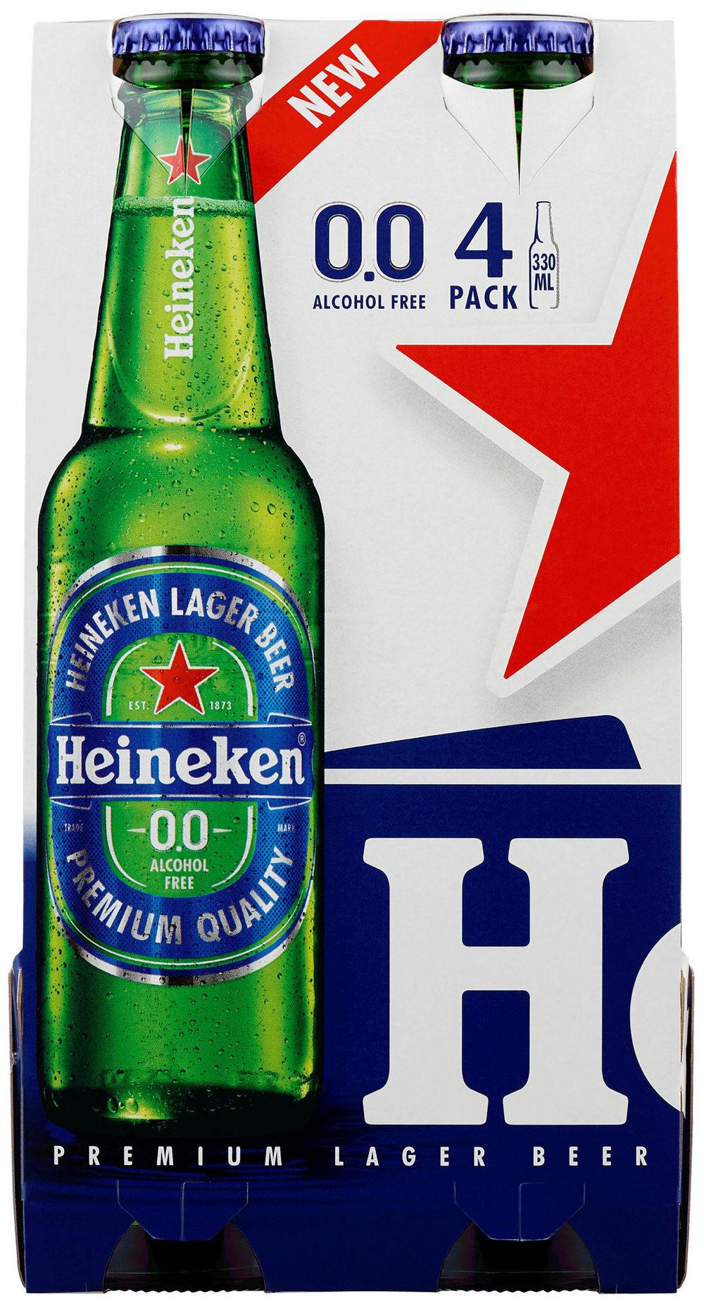 Heineken 0.0% Alkoholfri, 4 x 0,33l, 1,32 l