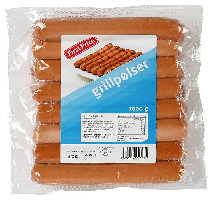 Grillpølse 1kg First Price