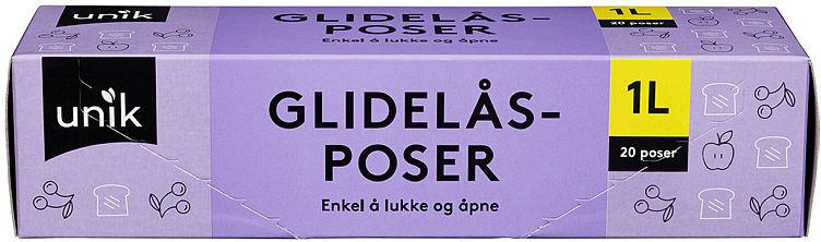 Glidelåspose 1l 20stk Unik