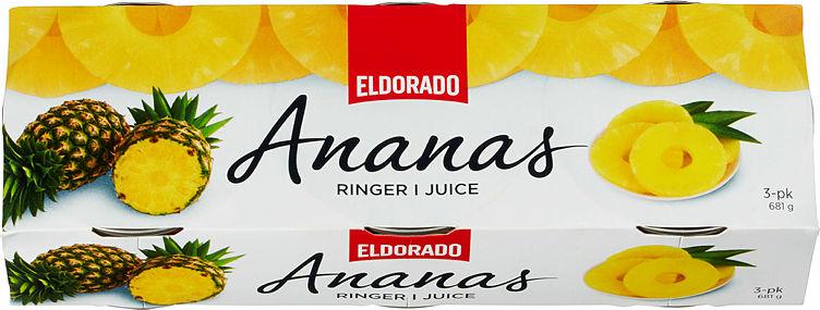 Ananasringer i Juice 3x227g Eldorado