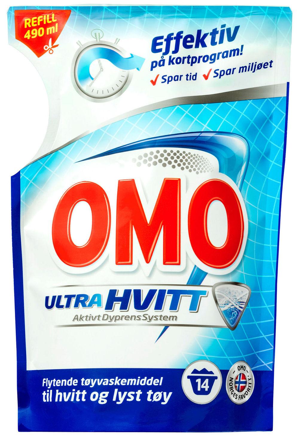 Omo Ultra Hvitt Flytende Refill, 490 ml
