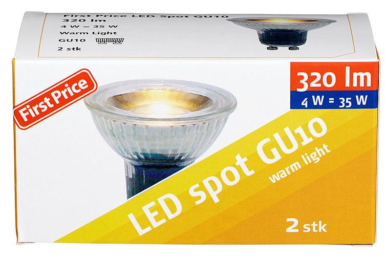 Lyspære Led Spot Gu10 4w 2stk First Price