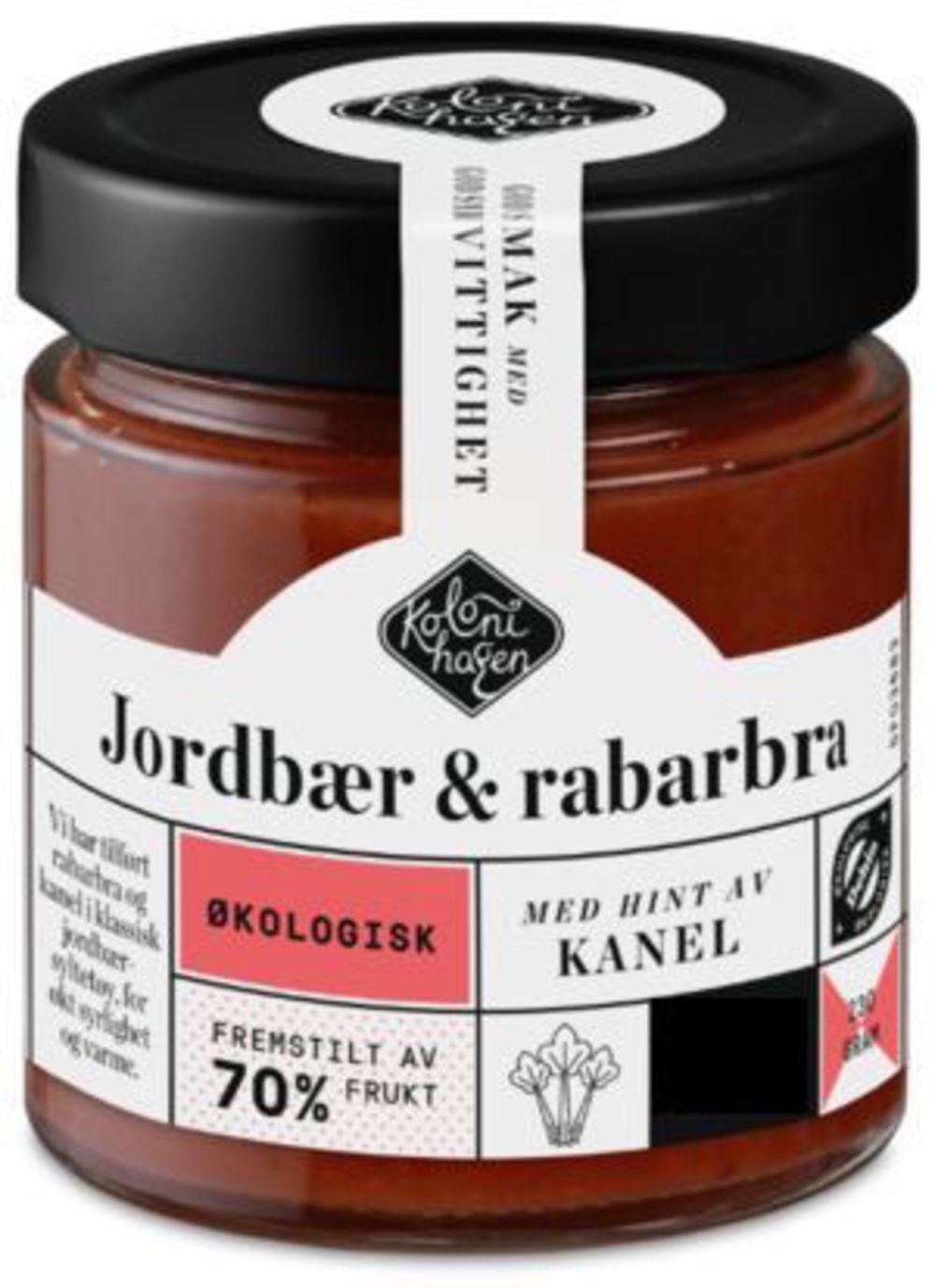Syltetøy Jordbær & Rabarbra Økologisk, 230 g