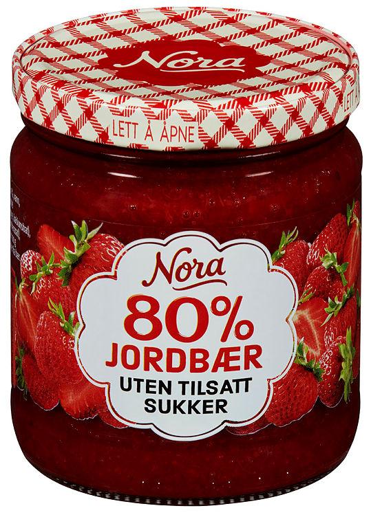 Jordbærsyltetøy 80% Uts 275g Nora