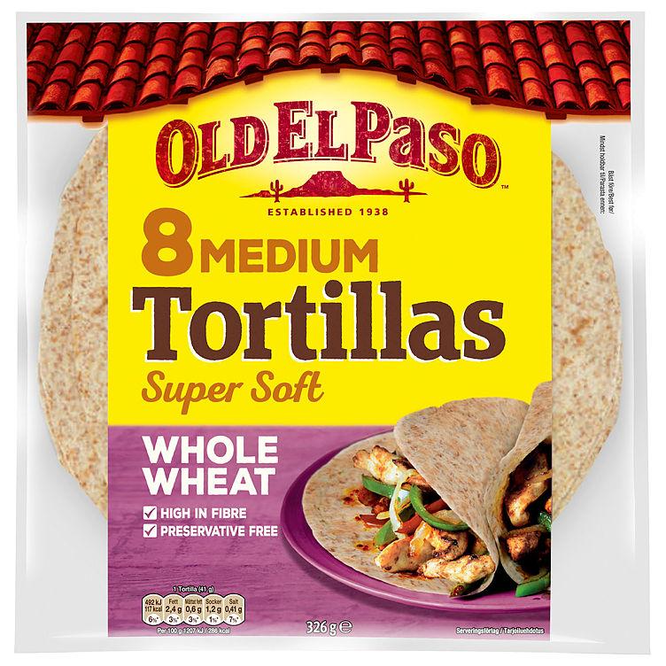 Tortillas Whole Wheat 8stk 326g Old El Paso