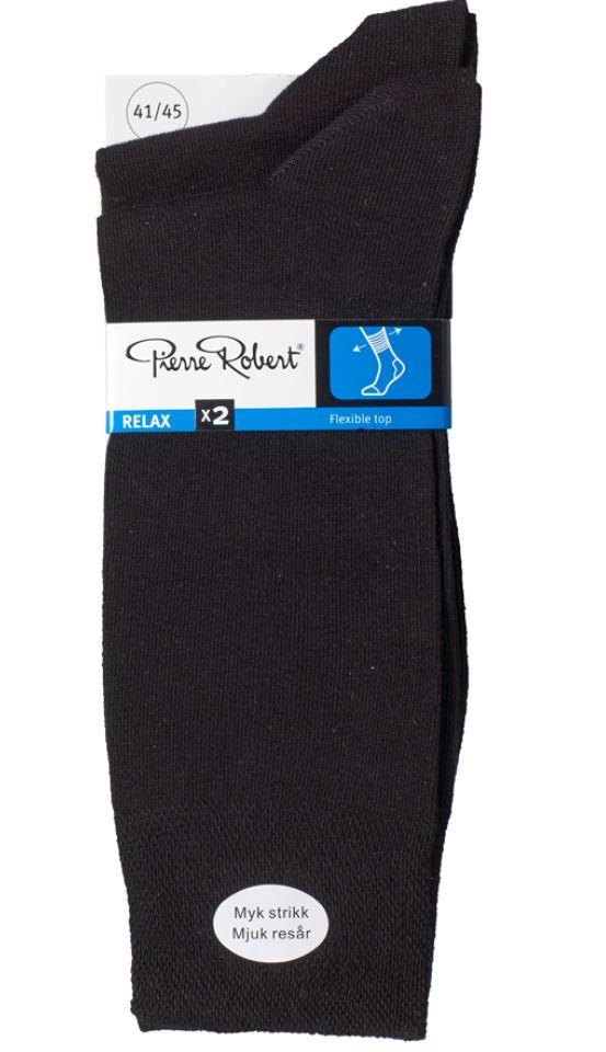 Herresokk Relax 41-45 Black 2par Pierre Robert