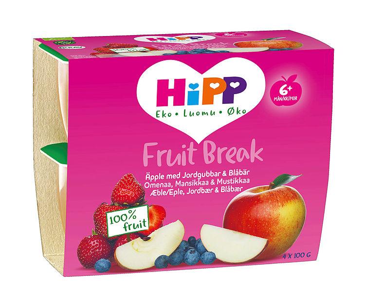 Fruit Break Jordbær&amp;Blåbær&amp;Eple 4x100g Hipp