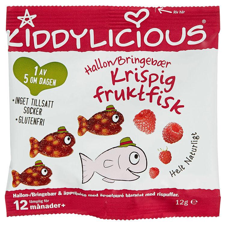 Krispig Fruktfisk Bringebær 12g Kiddylicious