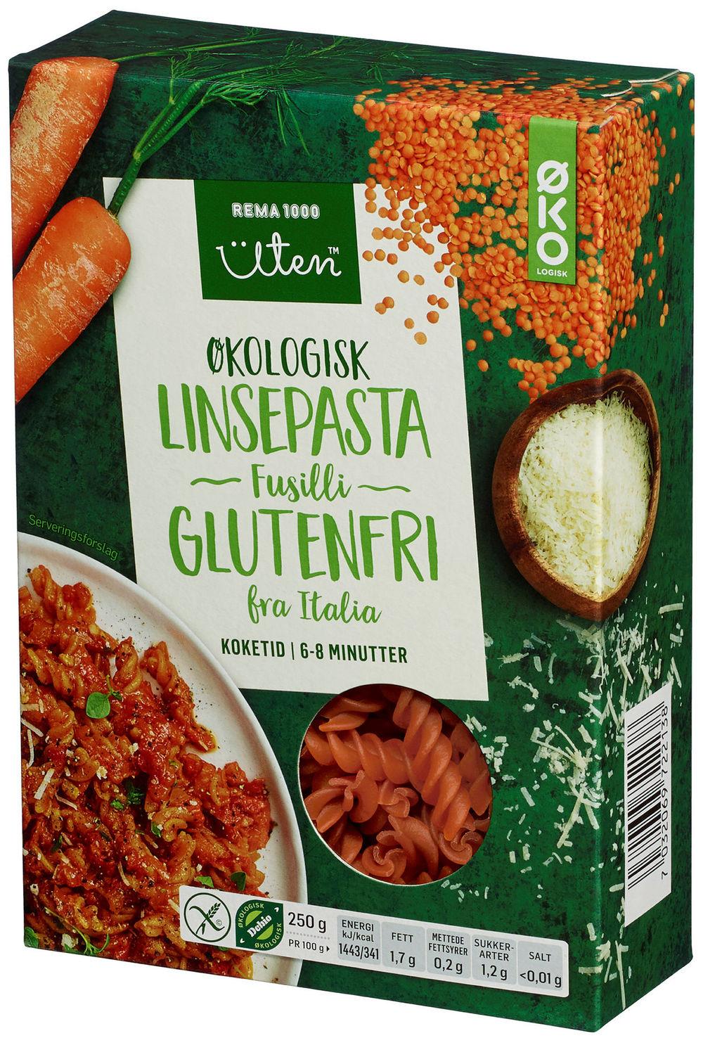 Linsepasta Fusilli Økologisk Glutenfri, 250 g