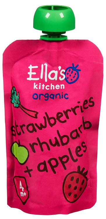 Jordbær, Rabarbra +Eple 120g Ellas