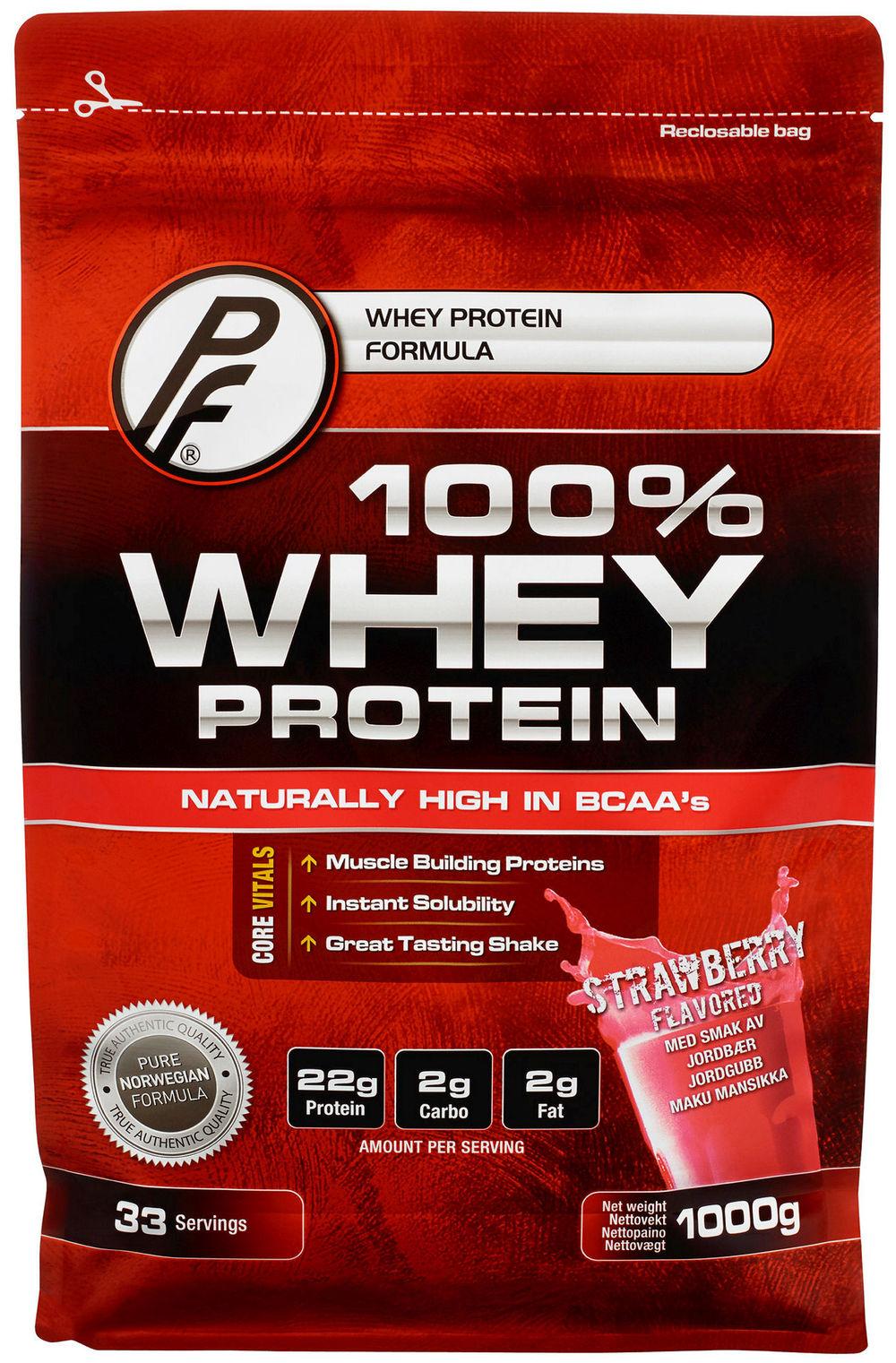 100% Whey Protein Jordbær 1 kg
