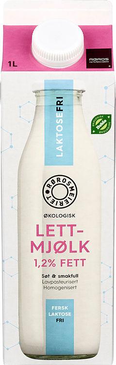 Lettmjølk Fersk 1,2% Laktosefri Økol 1l Røros