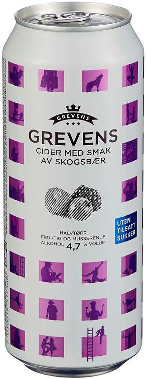 Grevens Cider Skogsbær u/Sukker 0,5l boks