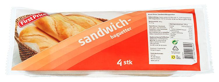 Sandwichbaguetter Fine 4x75g First Price