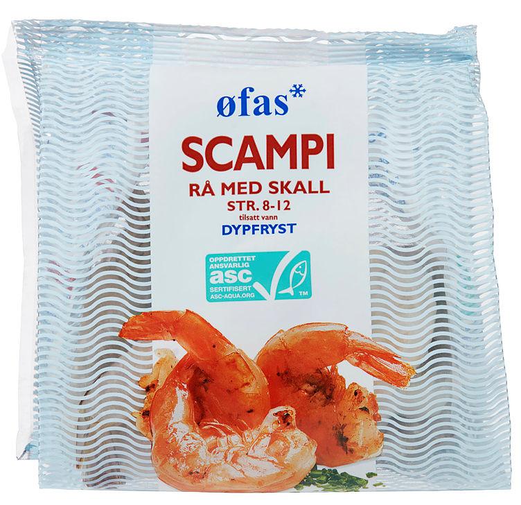 Scampi 8/12 Rå Stå pose 400g Øfas