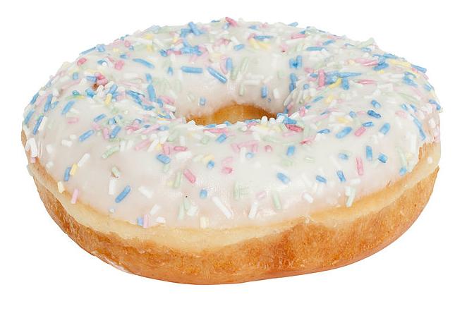 Tuttifrutti Donuts med Bringebærsyltetøy 