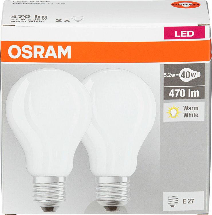 Lyspære Led Cla40 Matt E27 2stk Osram