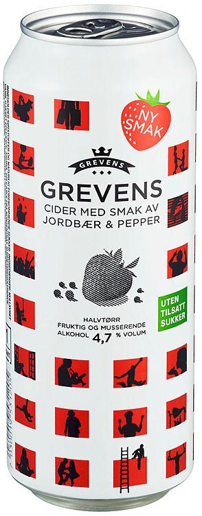 Grevens Cider Jordbær&amp;Pepper 0,5l boks